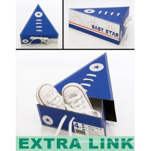 Nuevo Premium Blue Triangle Cardboard Custom Logo Bebé Kid Shoes Drawer Gift Box